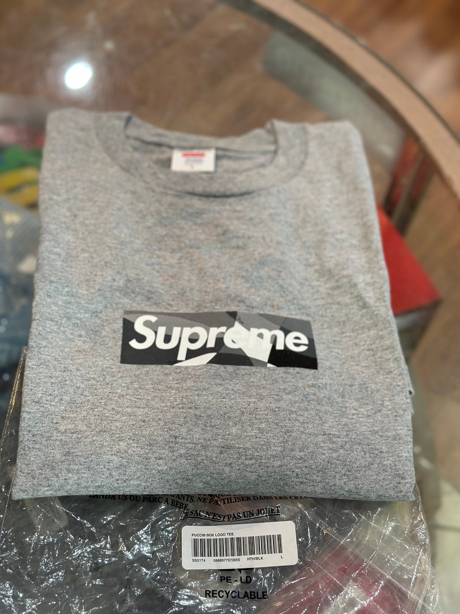 Brand new Heather Grey Supreme Emilio Pucci Box Logo Tee Size