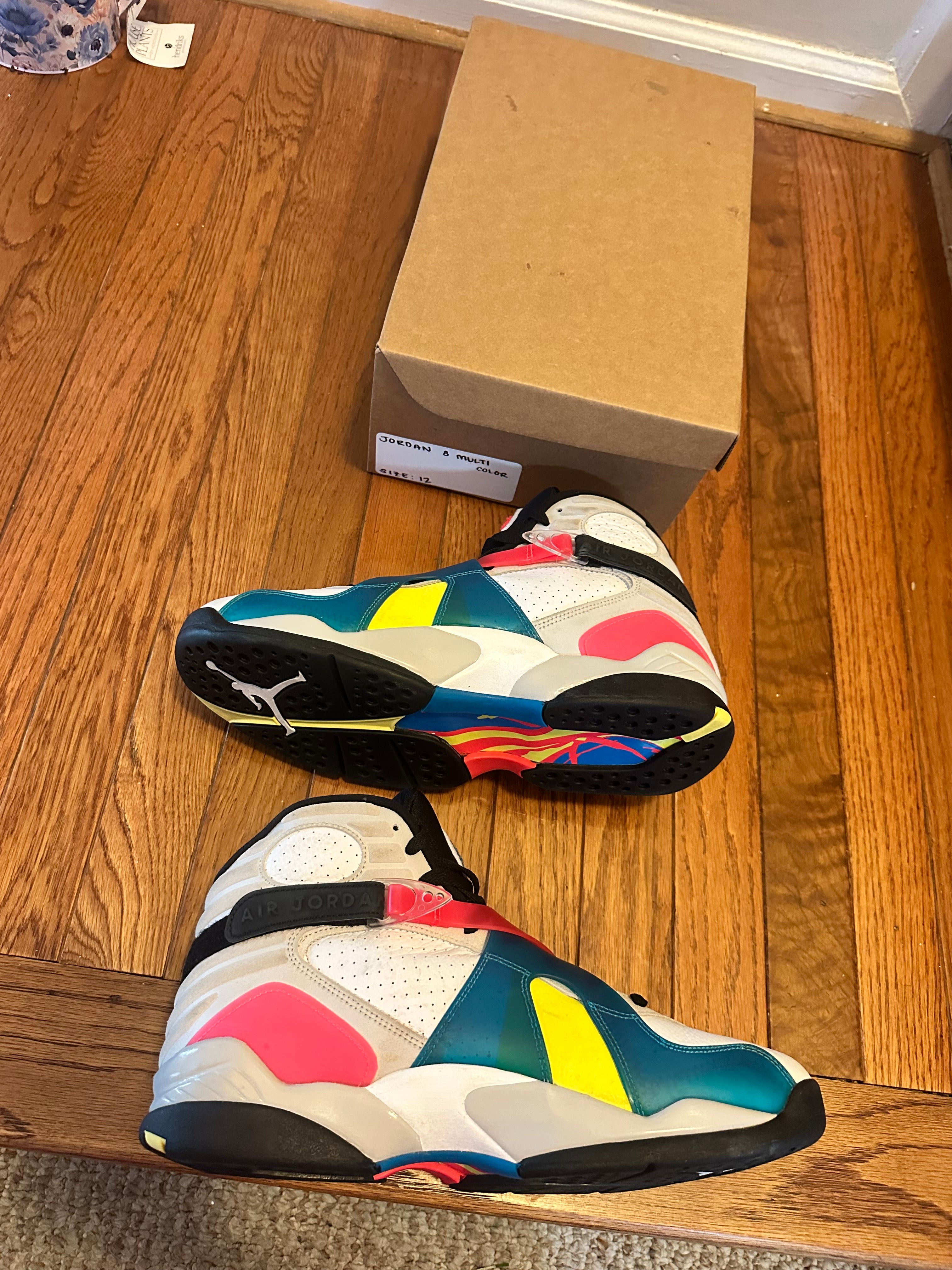 White Multicolor 8s size 12