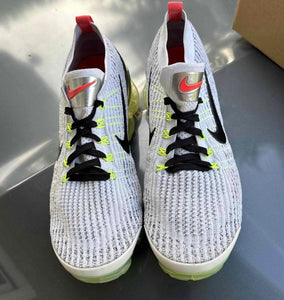 Air Vapormax Flyknit 3 White Black Volt Bright Crimson Size 10