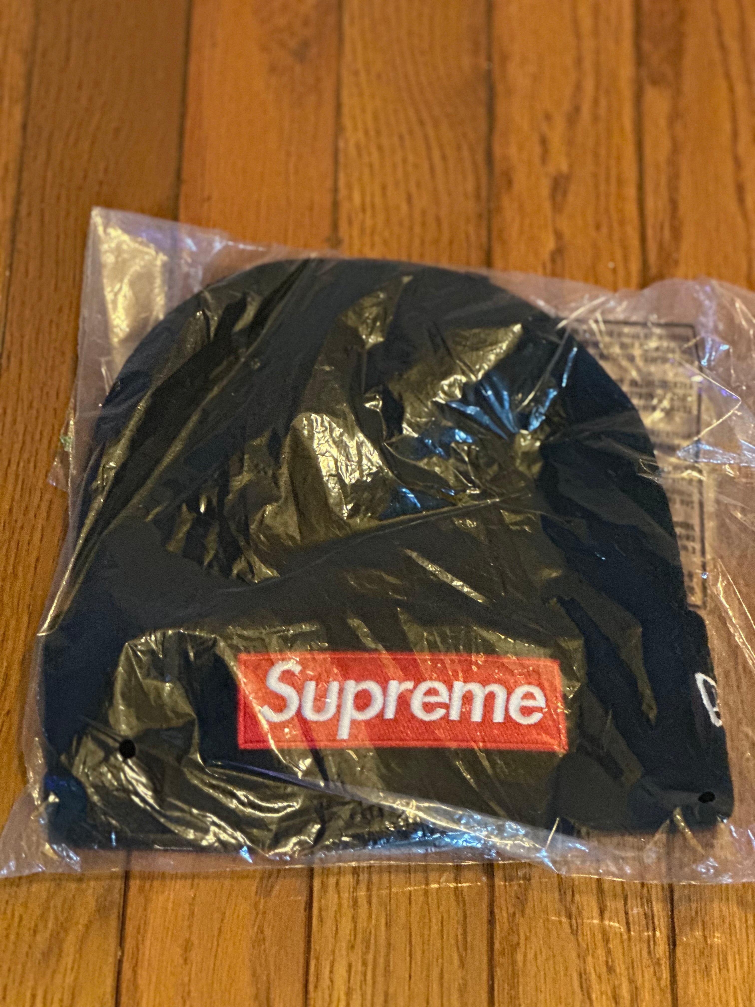 Brand new Black Supreme New Era Logo Beanie