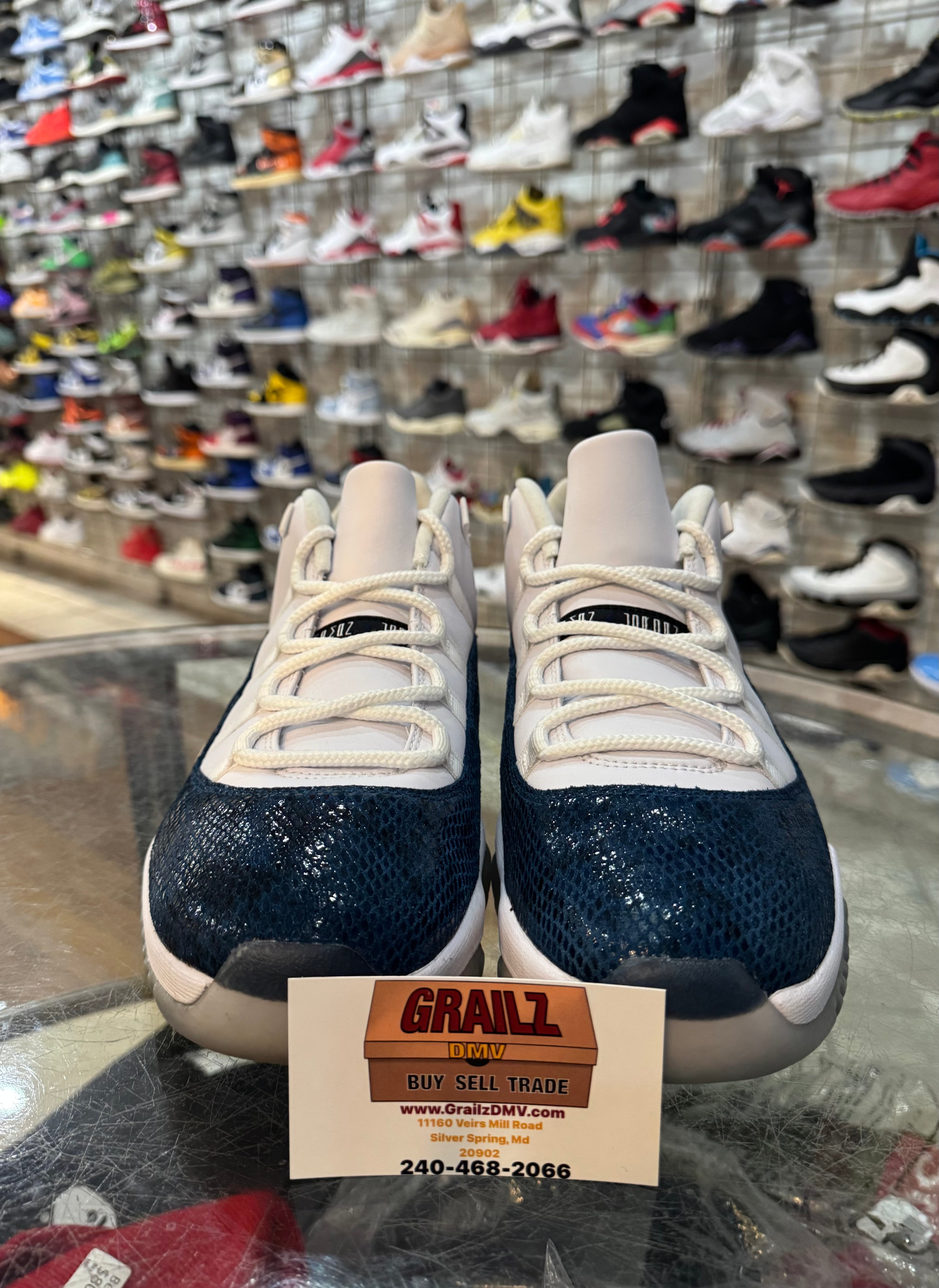 Navy Snakeskin Low 11s Size 12