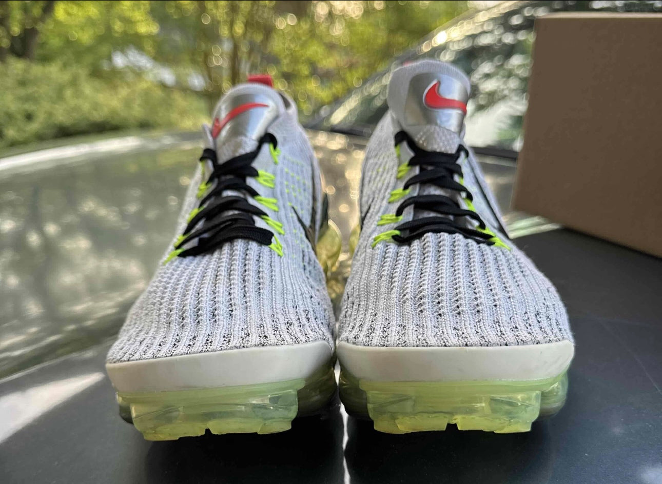 Air Vapormax Flyknit 3 White Black Volt Bright Crimson Size 10