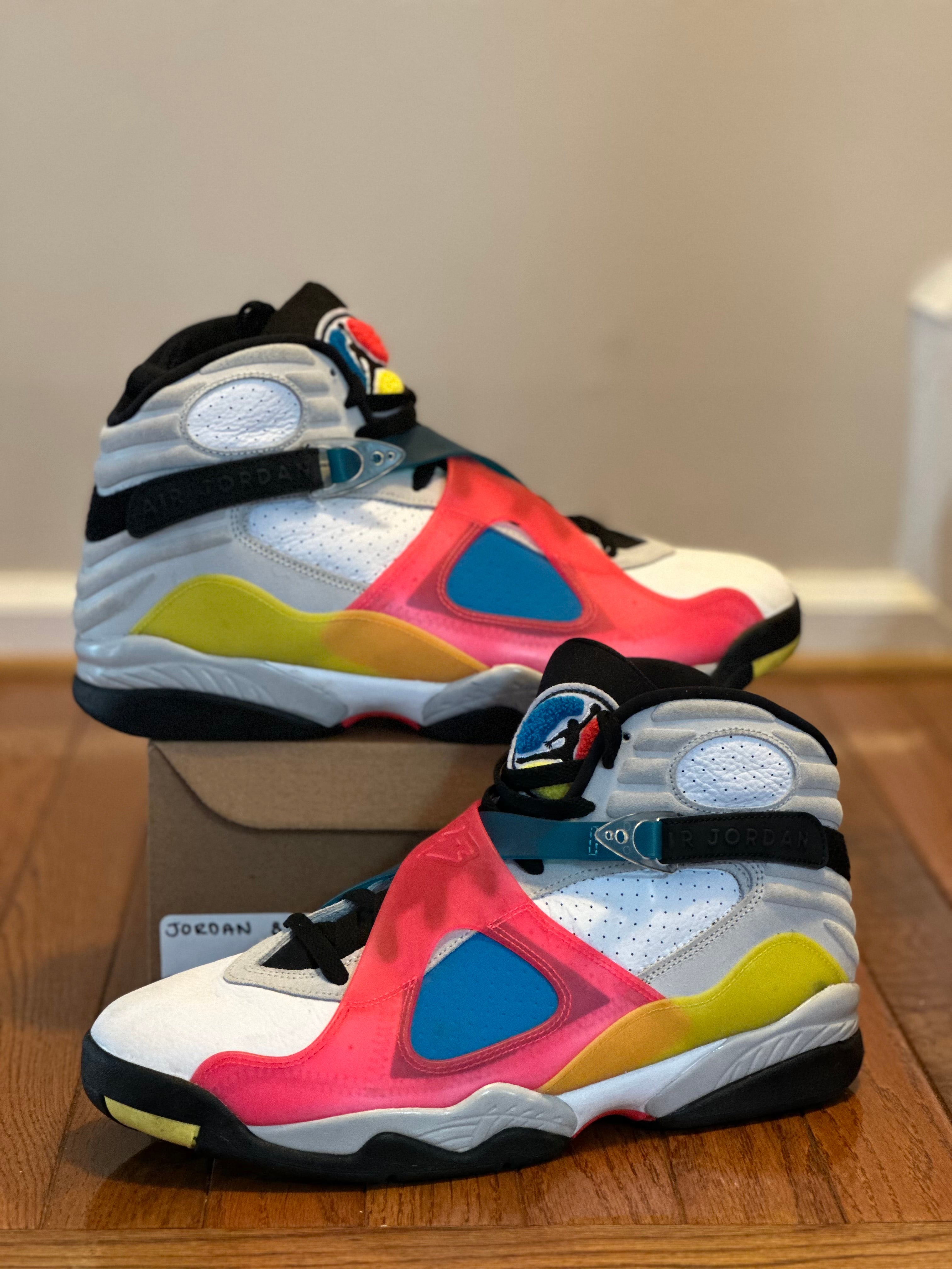 White Multicolor 8s size 12