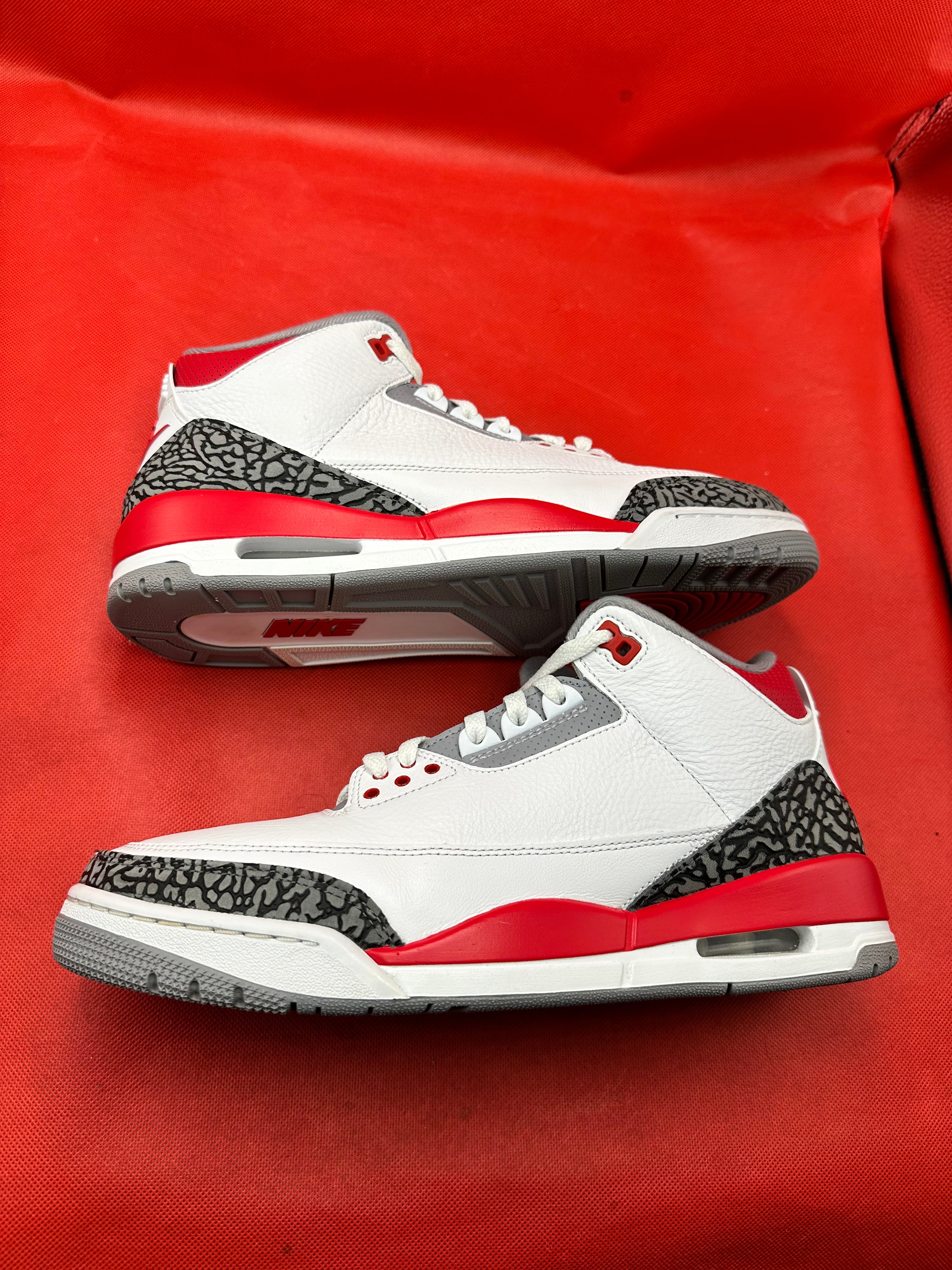 Fire Red 3s size 11