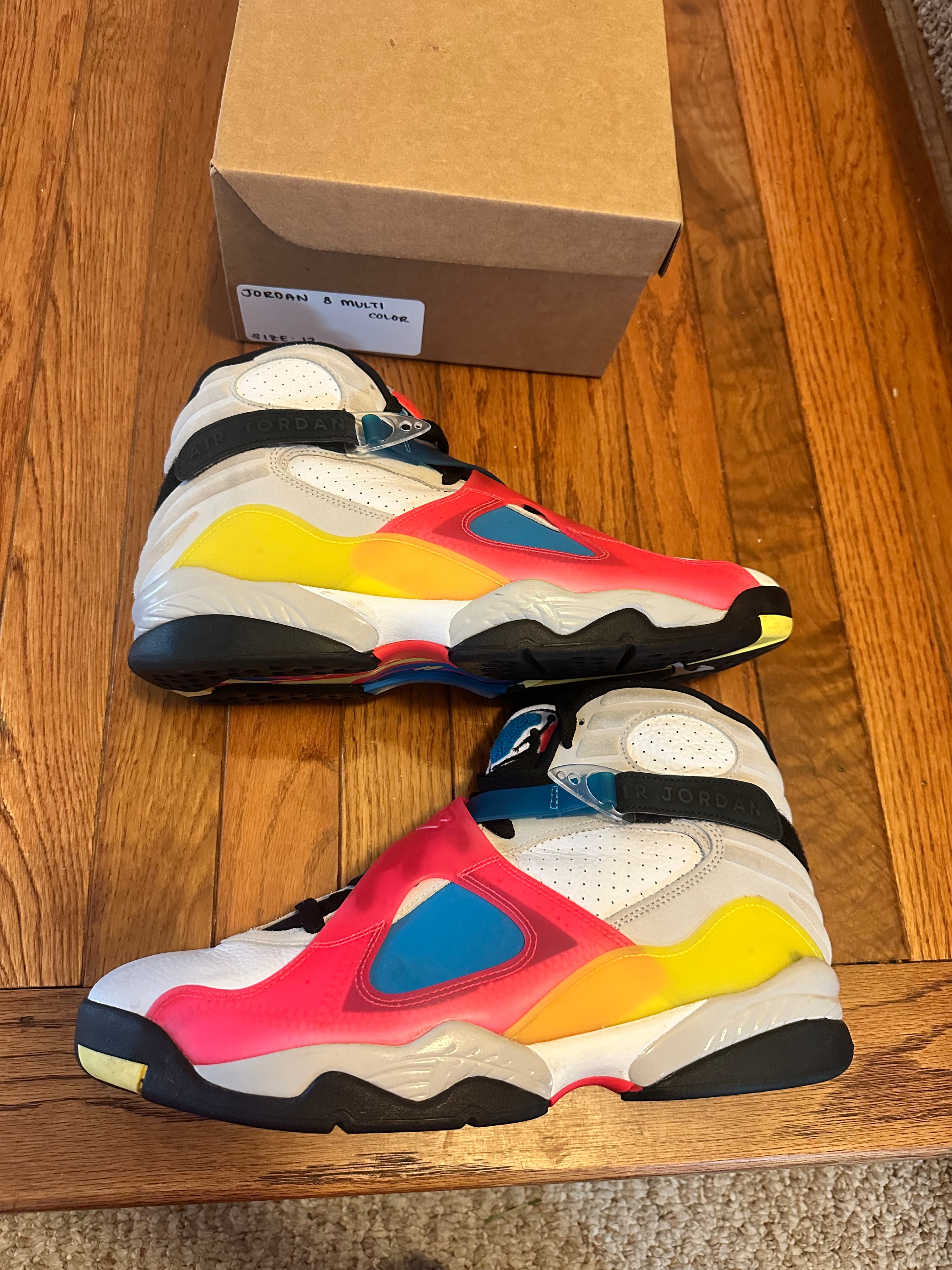 White Multicolor 8s size 12