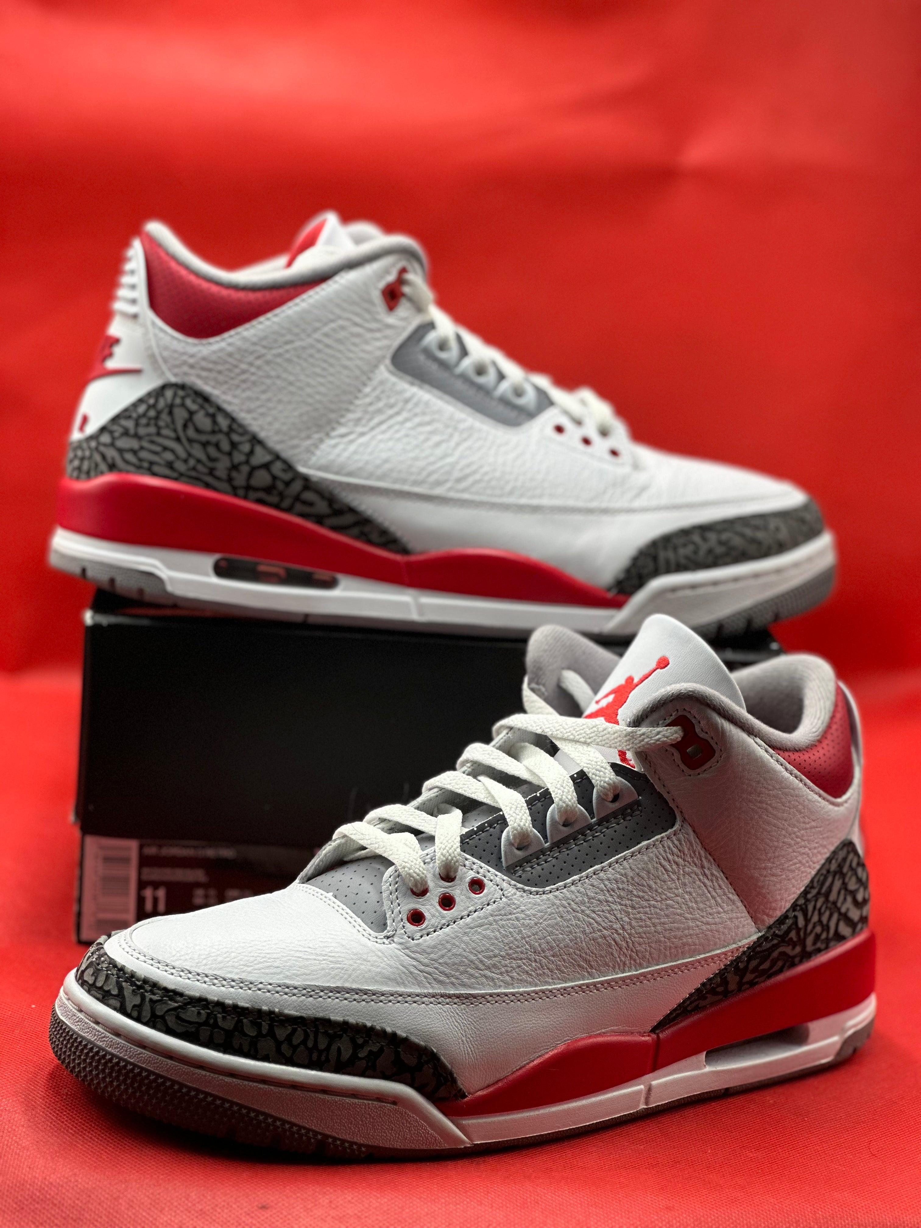 Fire Red 3s size 11