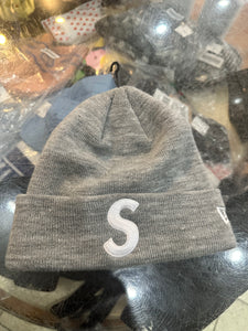 Brand new Heather Grey Supreme New Era S Logo Beanie
