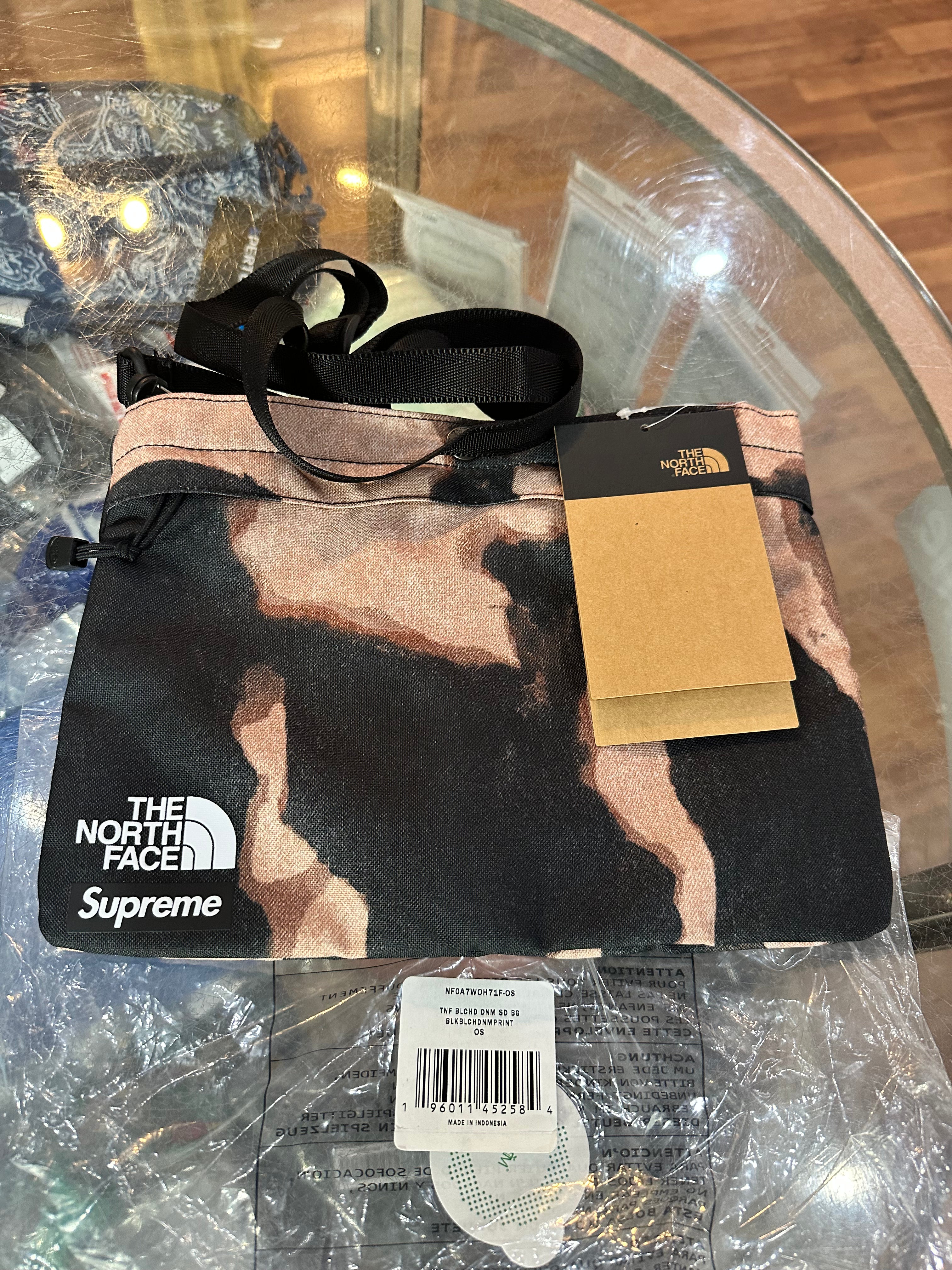 Brand new Black Supreme TNF Bleached Denim Shoulder Bag