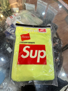 Brand new Flourescent Yellow Supreme Hanes Boxer Briefs Size Small