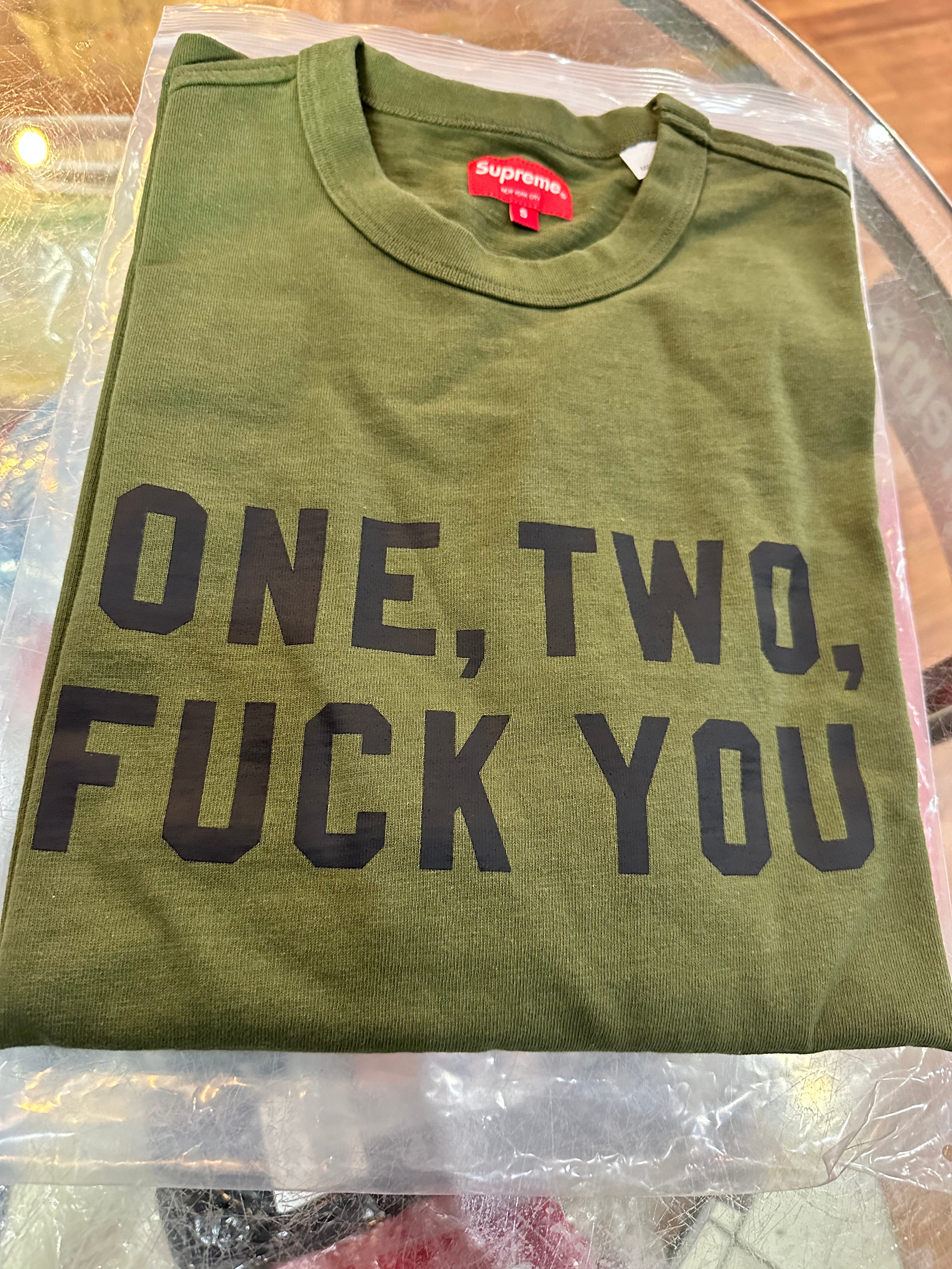 Brand new Olive Supreme One Two F*** You Short Sleeve Size Small