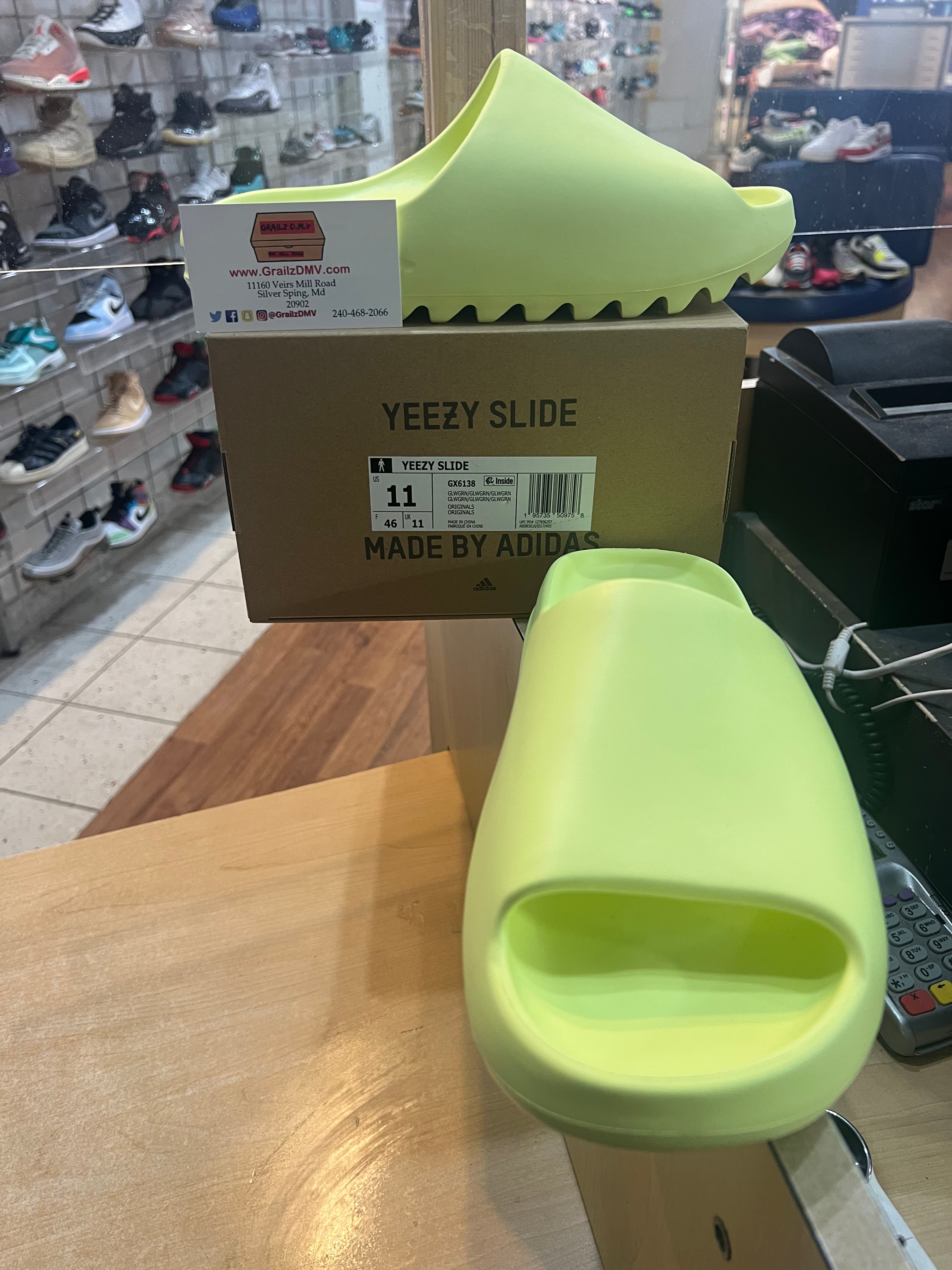 Brand New Yeezy Slides Glow Green Size 11