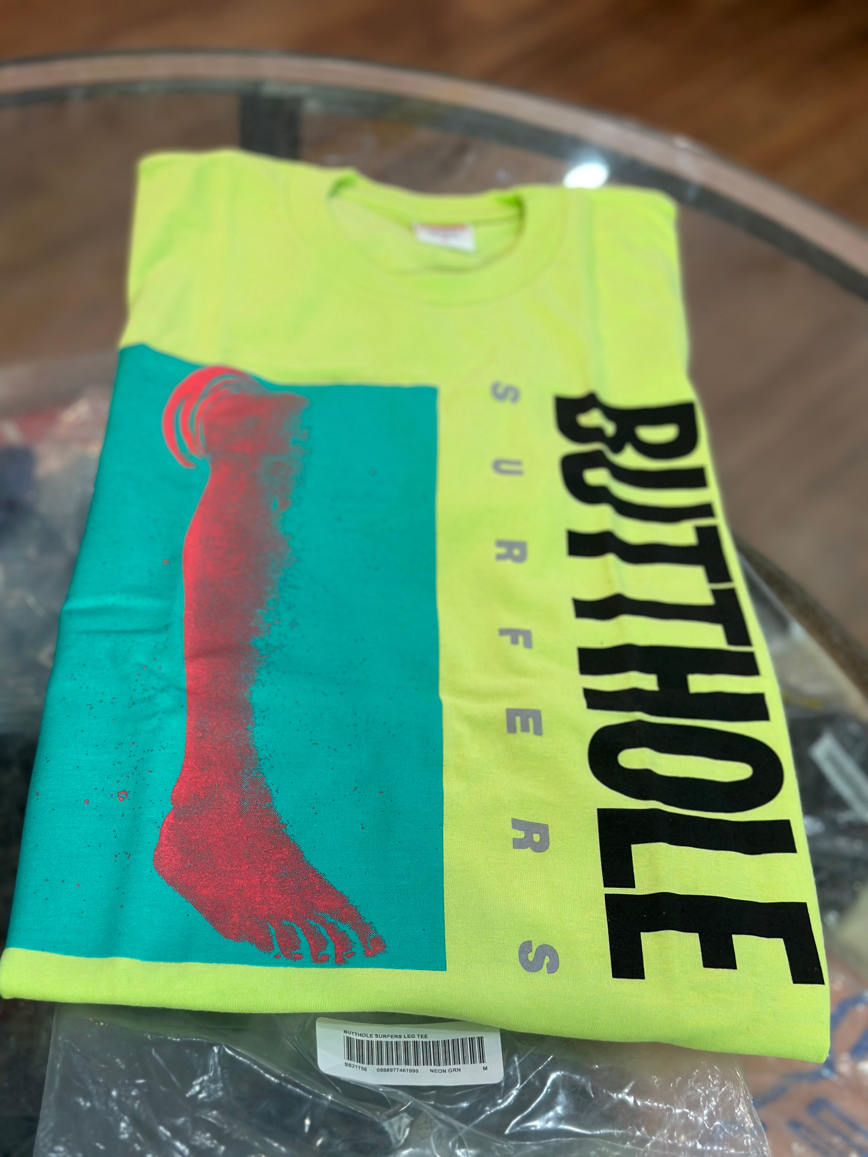 Brand new Neon Green Butthole Surfers Leg Tee Size Medium