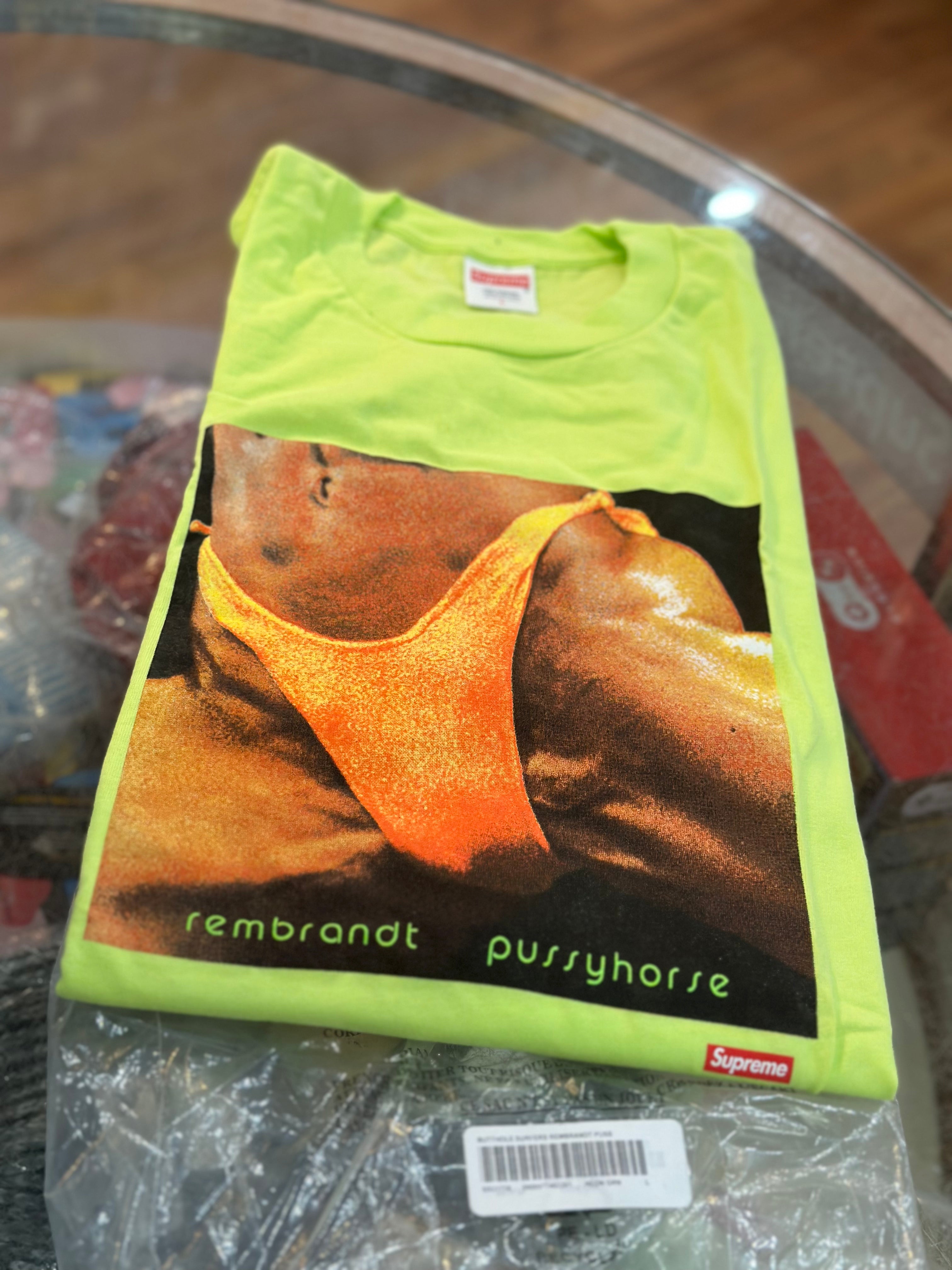 Brand new Neon Green Supreme Butthole Surfers Rembrandt Pussyhorse Tee Size Large
