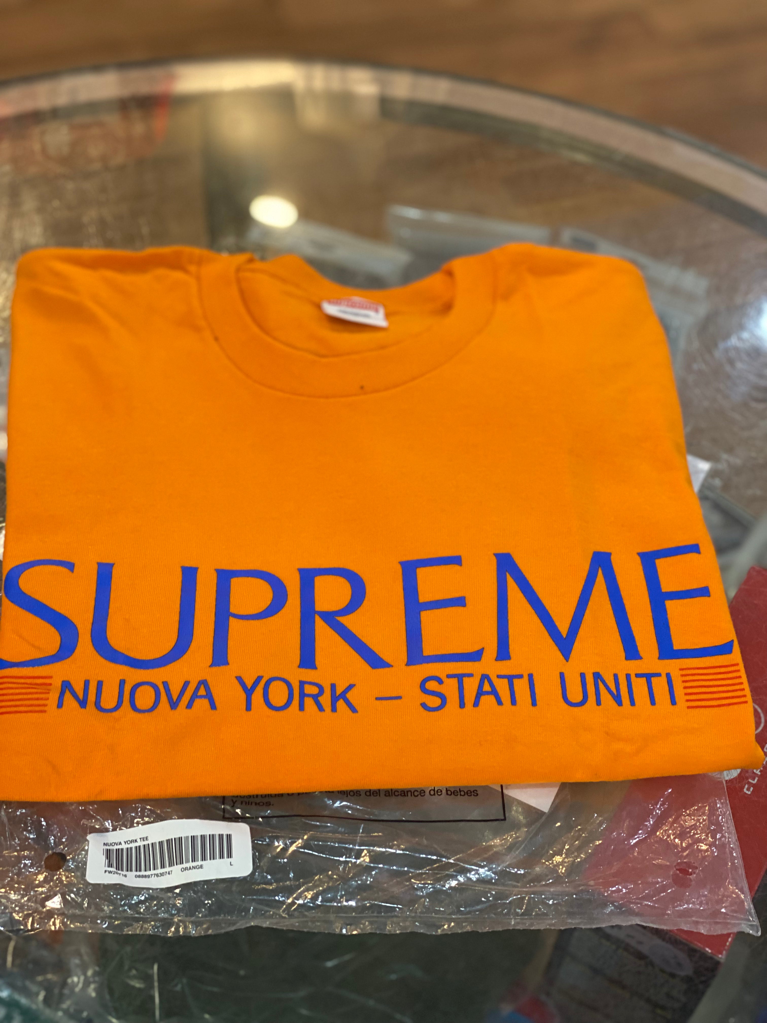 Brand new Orange Supreme Nuova York Tee Size Large – Grailz DMV