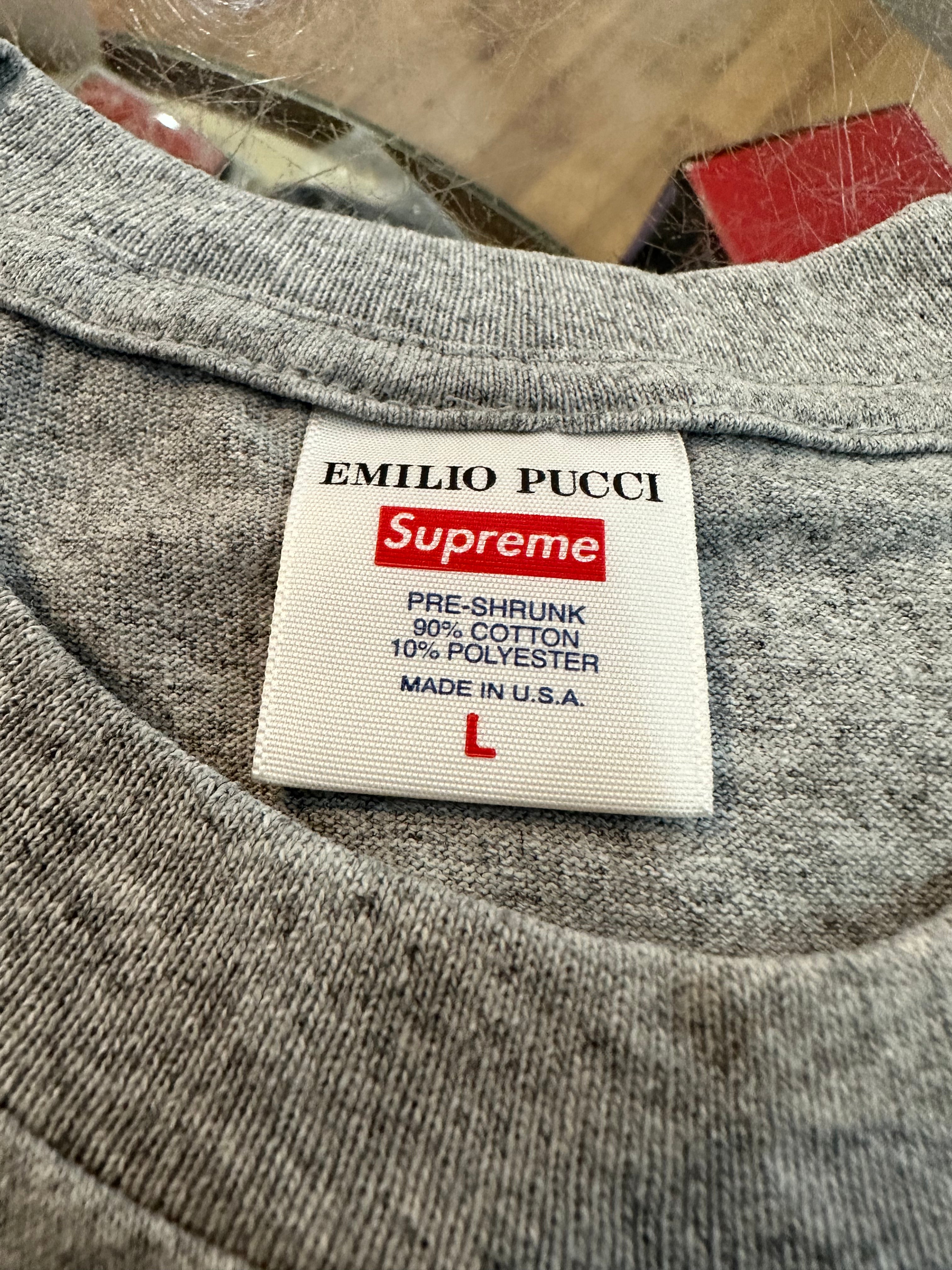 Brand new Heather Grey Supreme Emilio Pucci Box Logo Tee Size