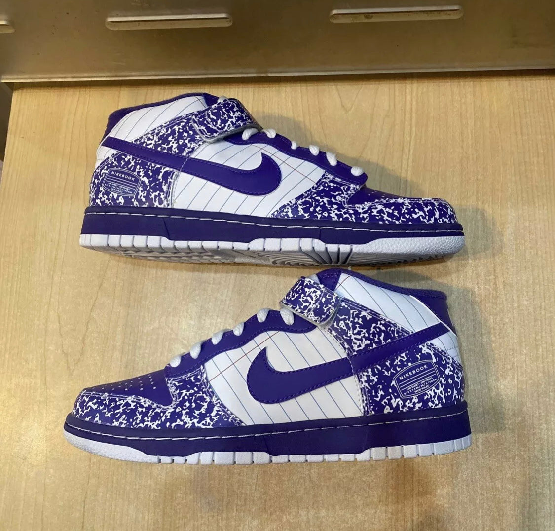 Brand New Nike Dunk Mid GS Purple Notebook Size 6Y